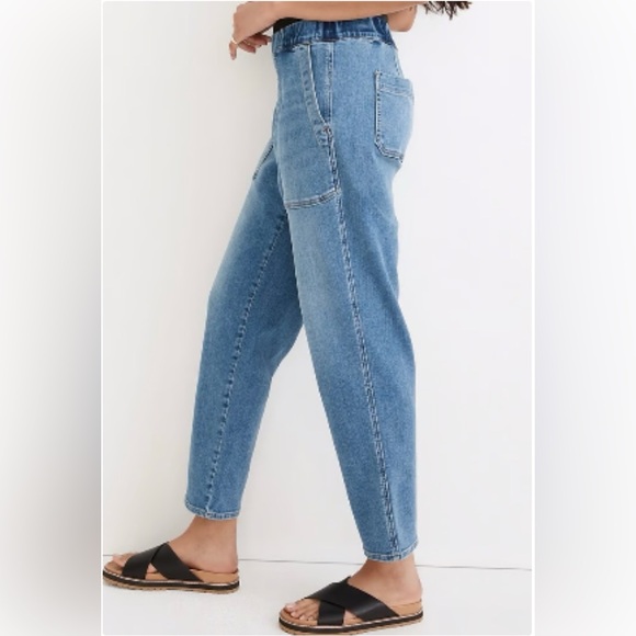 MADEWELL Boyer Wash Denim Pull-On Relaxed Straight Leg Stretch Jogger Jeans M - Picture 3 of 11
